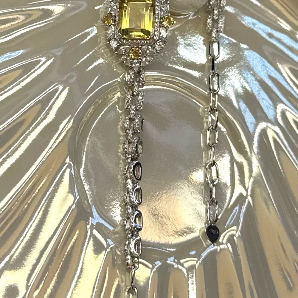 BC4 4.5CT Natural CITRINE UNIQUE WATCH BAND Bracelet Rhodium SterlingSilver S925 - Picture 4 of 14